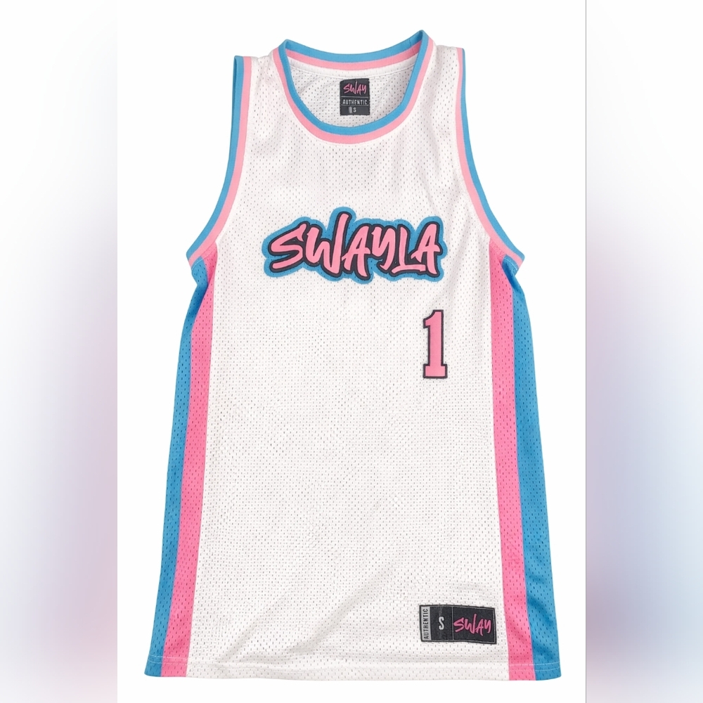 Jan - SwayLa White and Blue Sports Jersey Small